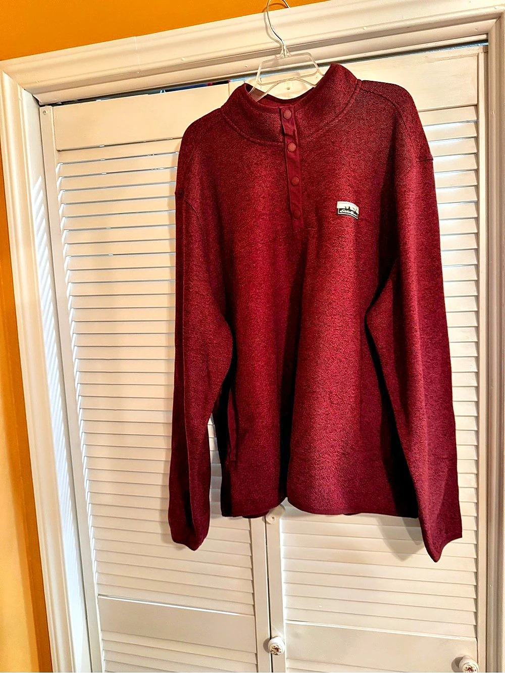 Eddie Bauer Radiator Fleece Snap Mock Pullover Burgundy XXL